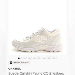 CHANEL Cream Suede Calfskin Sneakers